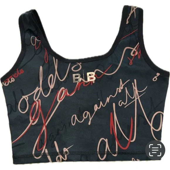 BEVERLY BEACH BODY Against All Odds Script Print Crop Top NWT Size - Picture 2 of 6